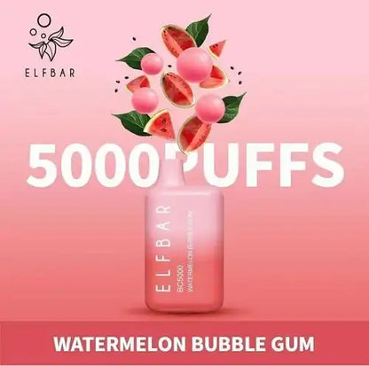 Elfbar BC5000 Disposable Vape 50mg Watermelon Bubble Gum Angél Vapes