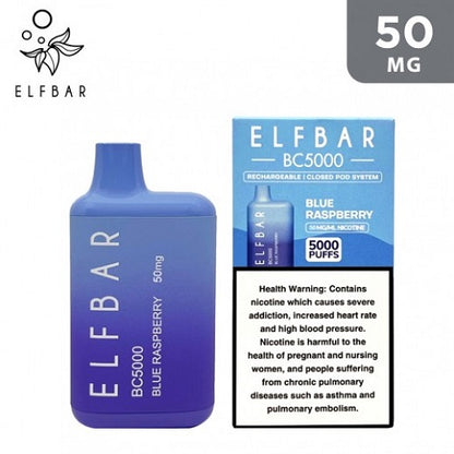 Elfbar BC5000 Disposable Vape 50mg Blue Razz Best Price Angél Vapes