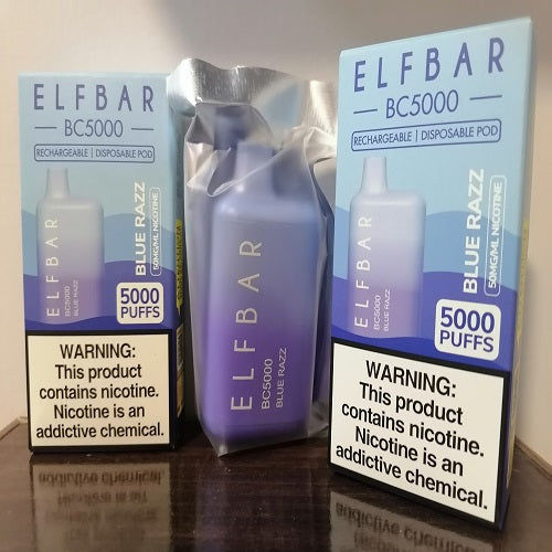 Elfbar BC5000 Disposable Vape 50mg Blue Razz Best Price Angél Vapes