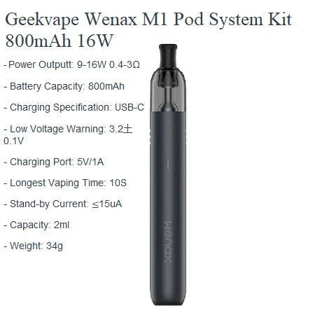 GeekVape Wenax M1 Pod System Kit 800mAh 16W at Angél Vapes