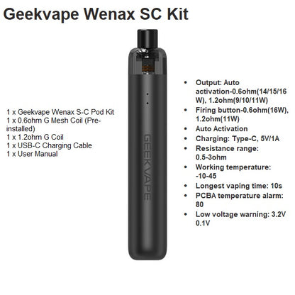 GeekVape Wenax SC Kit 16Watt 1100mAh at Angél Vapes