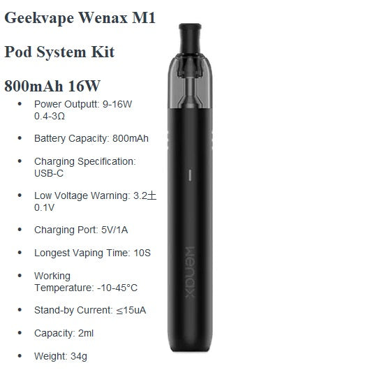 GeekVape Wenax M1 Pod System Kit 800mAh 16W at Angél Vapes