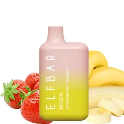 Elf bar BC5000 Disposable Vape 50mg Strawberry Banana at Angél Vapes