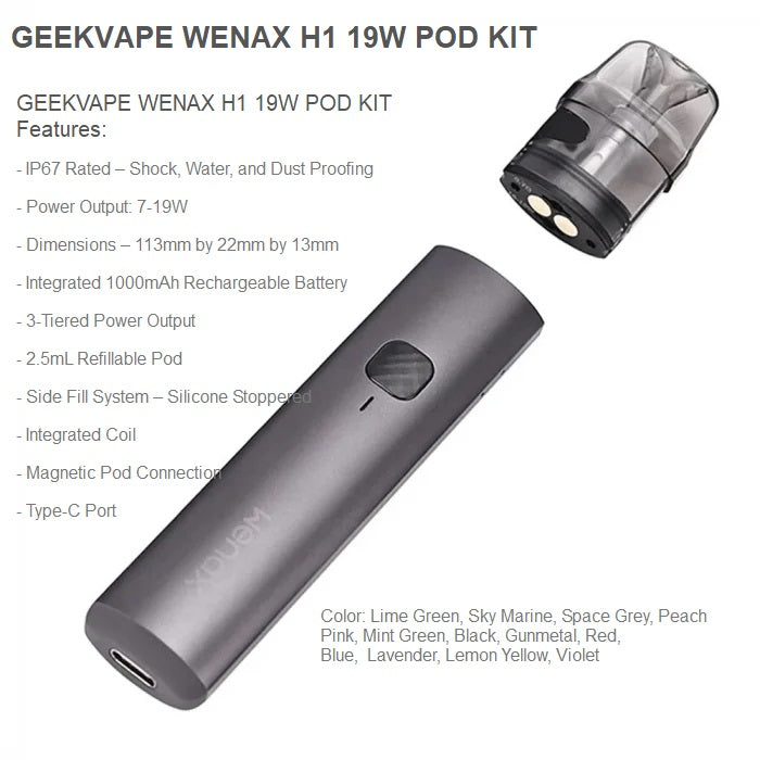 GeekVape WENAX H1 19W POD KIT at Angél Vapes