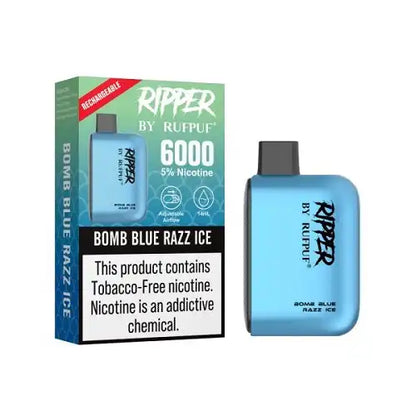 RufPuf Ripper 6000 Bomb Blue Razz Ice 50mg (6000 Puffs) at Angél Vapes