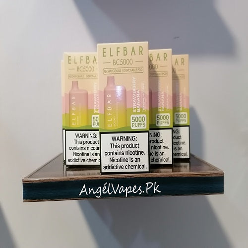 Elf bar BC5000 Disposable Vape 50mg Strawberry Banana at Angél Vapes