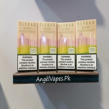 Elf bar BC5000 Disposable Vape 50mg Strawberry Banana at Angél Vapes