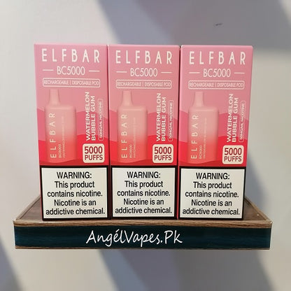 Elfbar BC5000 Disposable Vape 50mg Watermelon Bubble Gum Angél Vapes