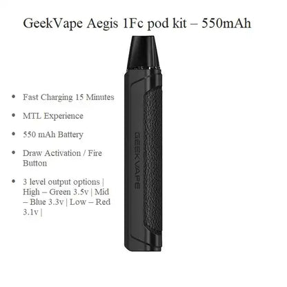 GeekVape Aegis 1Fc 550mAh 16Watt Pod Kit at Angél Vapes