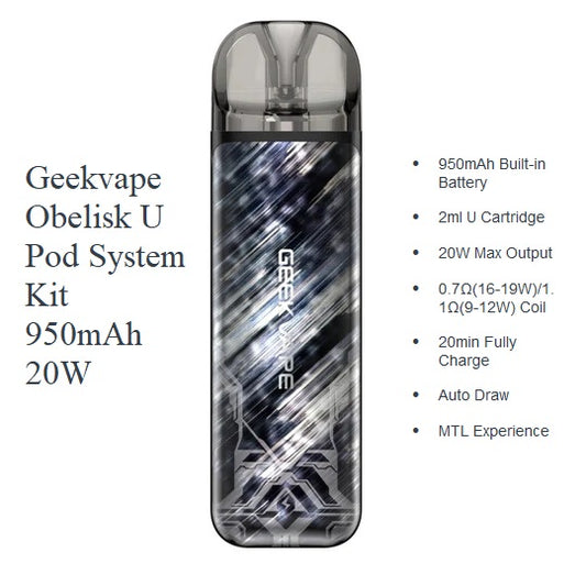 GeekVape Obelisk U Pod Kit 950mAh 20W at Angél Vapes