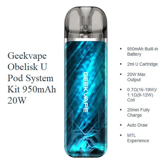 GeekVape Obelisk U Pod Kit 950mAh 20W at Angél Vapes