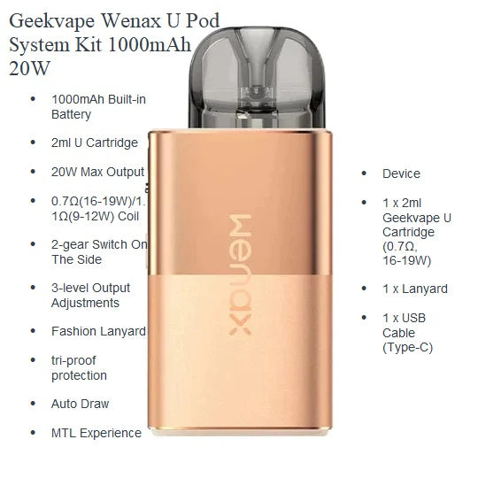 GeekVape Wenax U Pod System Kit 1000mAh 20W at Angél Vapes