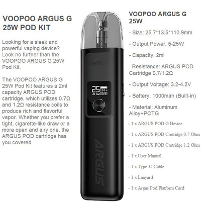 VOOPOO ARGUS G 25W 1000mAh POD KIT at Angél Vapes 0300-2151614