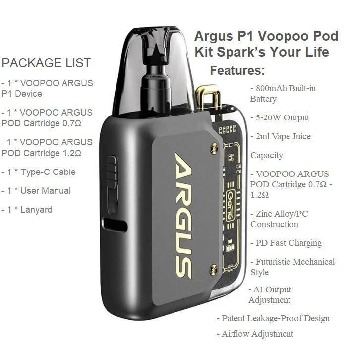 VOOPOO ARGUS P1 POD SYSTEM KIT 20W 800mAh best price Angél Vapes