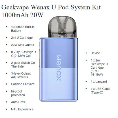 GeekVape Wenax U Pod System Kit 1000mAh 20W at Angél Vapes